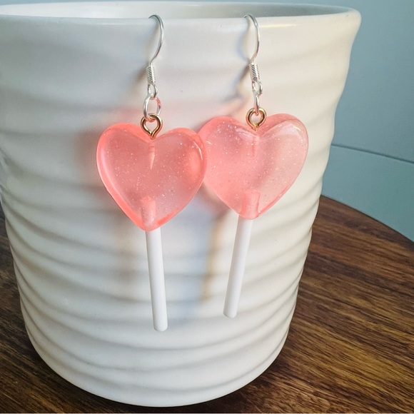 Sterling Silver Pink Lollipop Earrings - Picture 4 of 7
